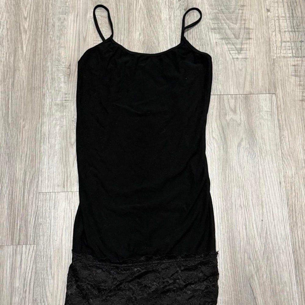 M. Rena Lace Trim Mini Dress Women Size S/M Black C3753